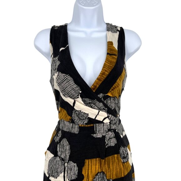 Deletta Anthropologie Abstract Print Sleeveless V-Neck Dress Size Small NWT - Picture 2 of 12